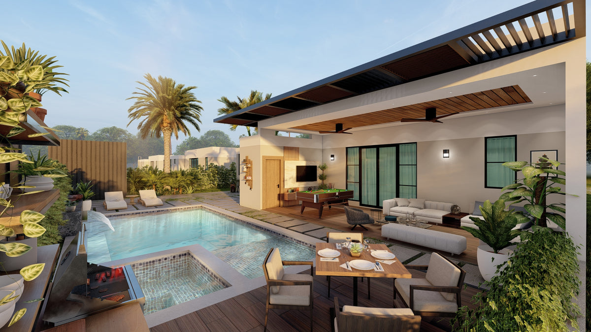 Escena Gama-Alta de Rendering 3D Exterior