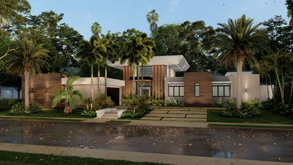 Diseño 3D de Fachadas: Renders de 4 Fachadas + Patio