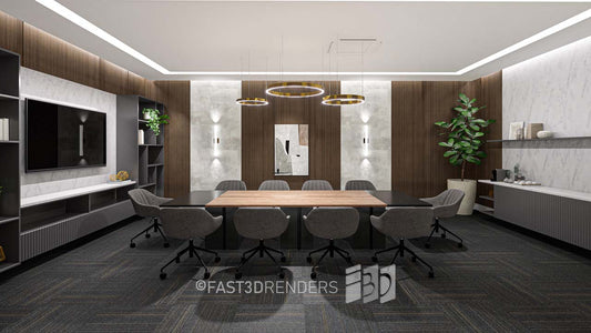 Renderizado 3D Interior de Oficina