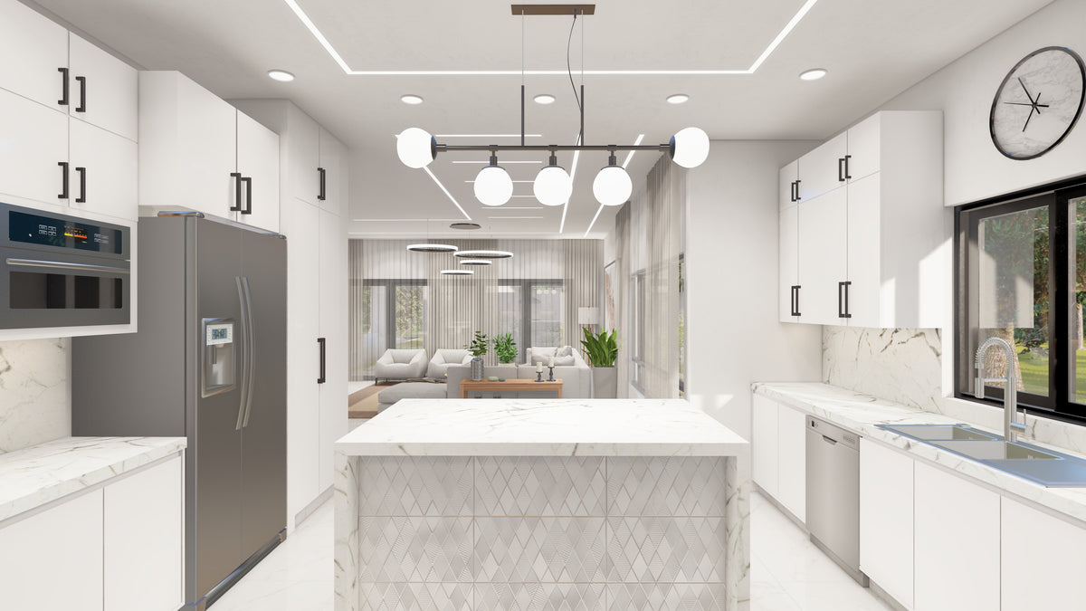 Renderizado 3D Interior de Cocina