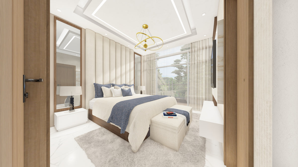 Renderizado 3D Interior de Dormitorio