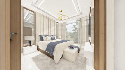Renderizado 3D Interior de Dormitorio