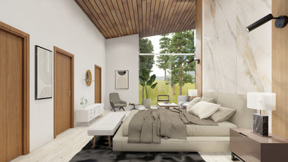 Renderizado 3D Interior de Dormitorio
