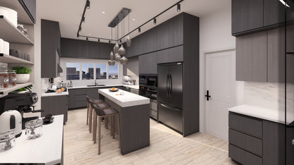 Renderizado 3D Interior de Cocina