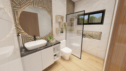 Renderizado 3D Interior de Baño
