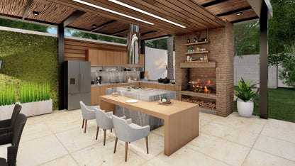 Renderizado 3D Interior de Cocina
